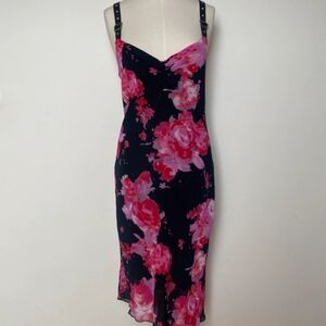 Floral Black and Pink Women's Dress